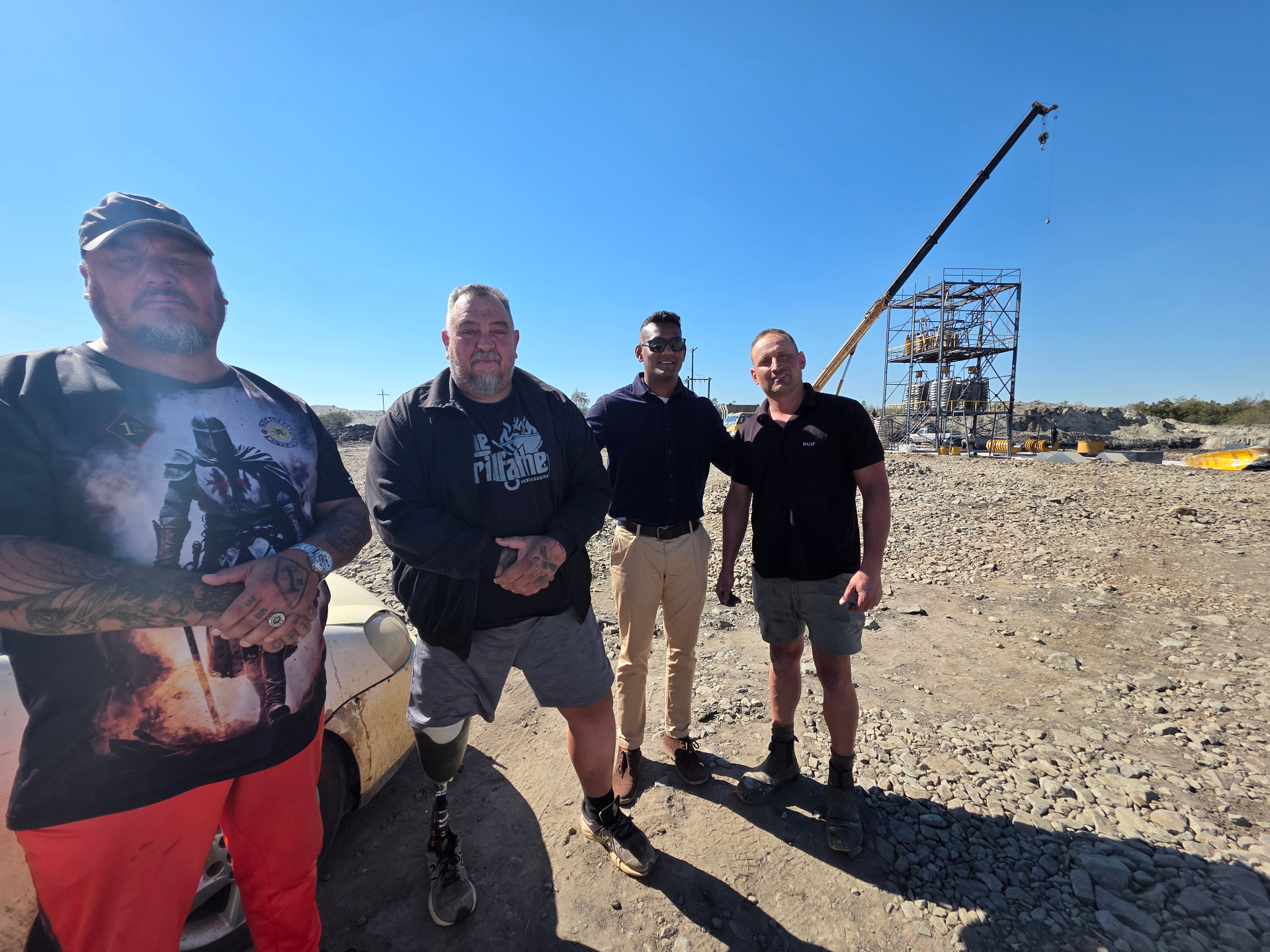 Vel Mining leadership and partners on site at the Mooinoi wash plant build