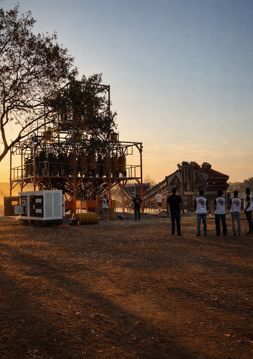 Vel Mining crew on site at the Mooinooi wash plant at dusk